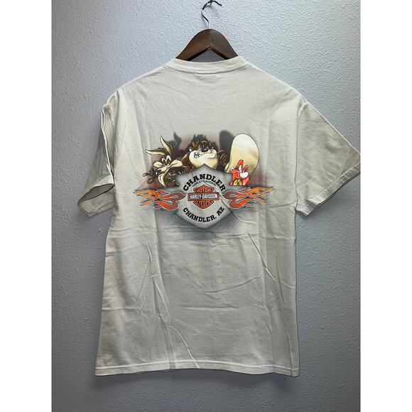 Vintage Harley Davidson Taz Looney Tunes Shirt Chandler Arizona Brown Tee Medium - Picture 8 of 12
